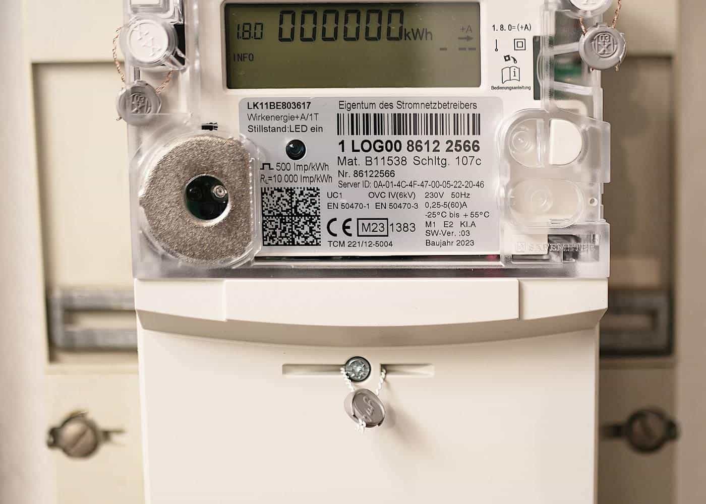 A digital household electricity meter with a small display