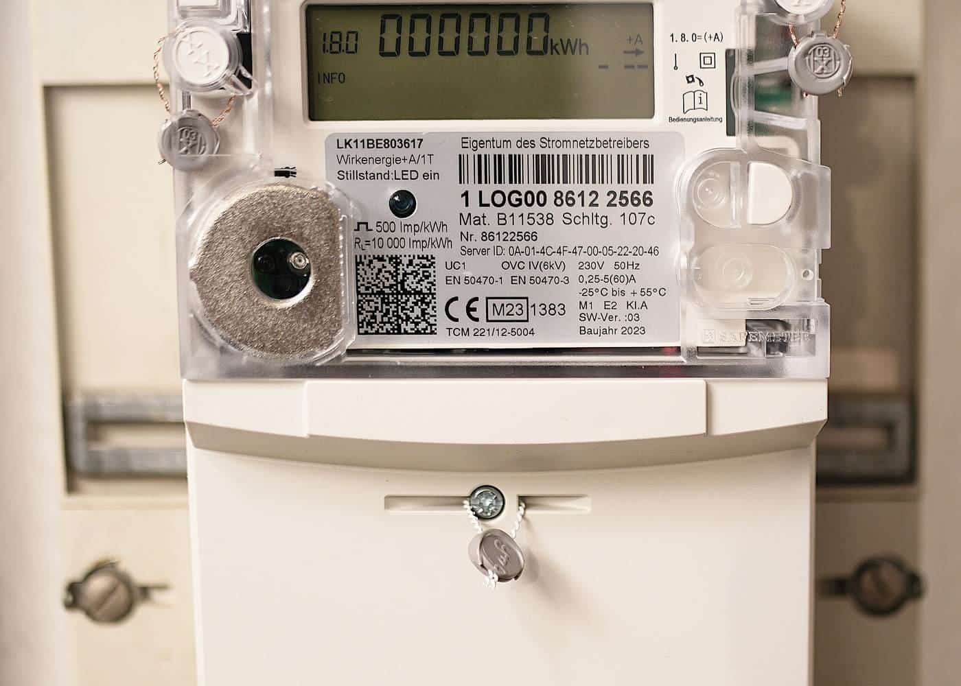 A digital household electricity meter with a small display