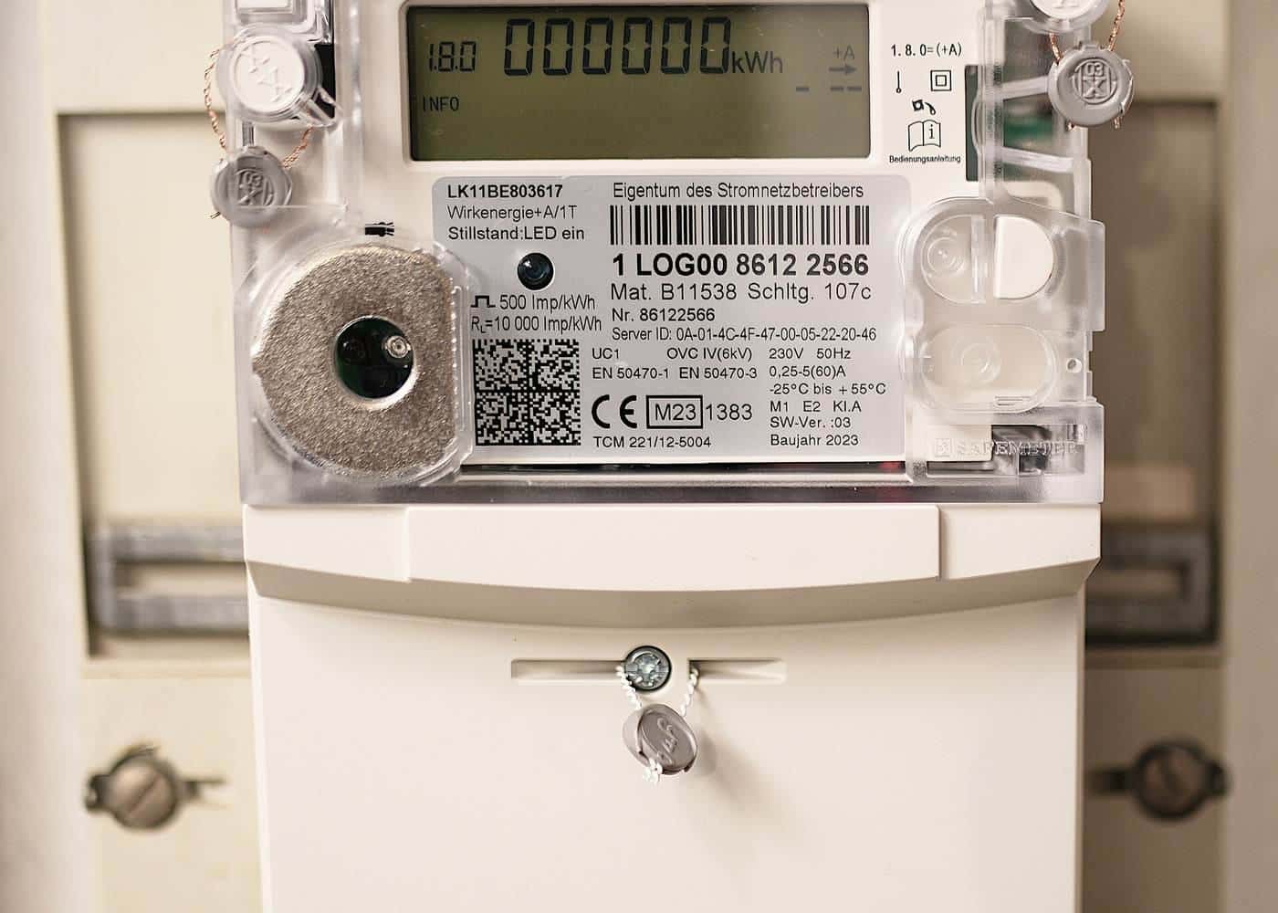 A digital household electricity meter with a small display
